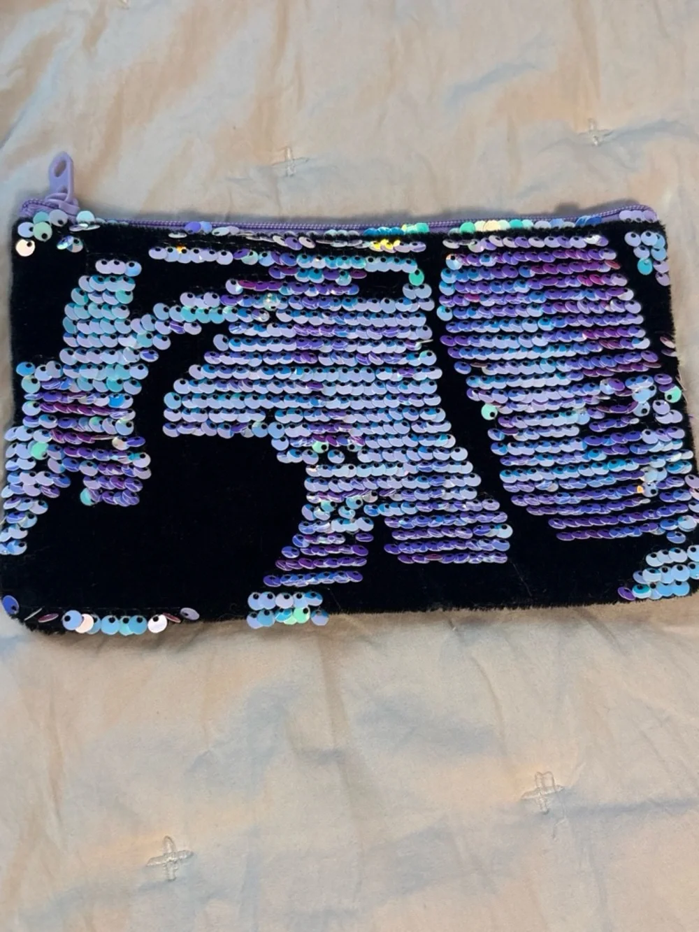 Iridescent Sequin Zip Pouch - Black Base